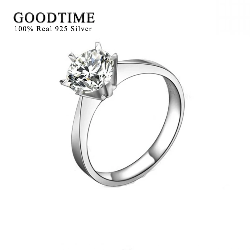 Женское кольцо из серебра 925 пробы с фианитом 6 мм|engagement ring|wedding rings for womenwedding |