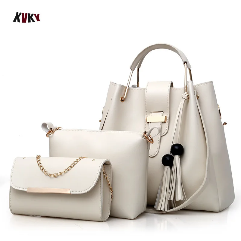

KVKY handbags women 3 pcs set shoulder crossbody bags female clutch bag ladies messenger bags tote big high quality 2019 bolsos
