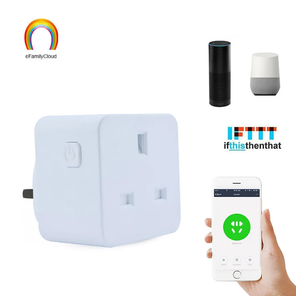 Smart WiFi Power Socket UK Plug Switch For Amazon AlexaGoogle Home App Control Smart Socket Leakage Protection 40AP03 (6)