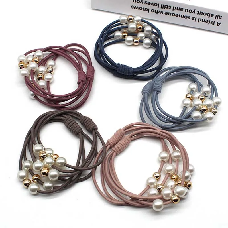 

10pcs/lot Women Hair Accessories Pearls Headbands Ponytail Holder Girls gum for hair Scrunchies Elastic Hair Bands Rubber Rope