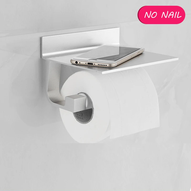 NO Drills Self Adhesive Toilet Paper Holder Tissue Alumimum Paper Roll