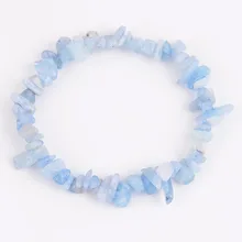 Натуральный Aquamarin чип бусины браслет Нерегулярные Гравий кварцевые Исцеление очаровательные подарки для Для женщин Для мужчин ювелирные изделия B146