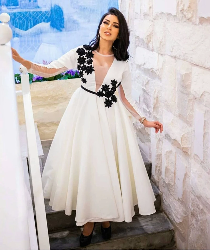 Новое поступление вечернее платье с длинным рукавом шифоновое вечернее платье для выпускного вечера Galajurk robe de soiree courte арабское вечернее платье es