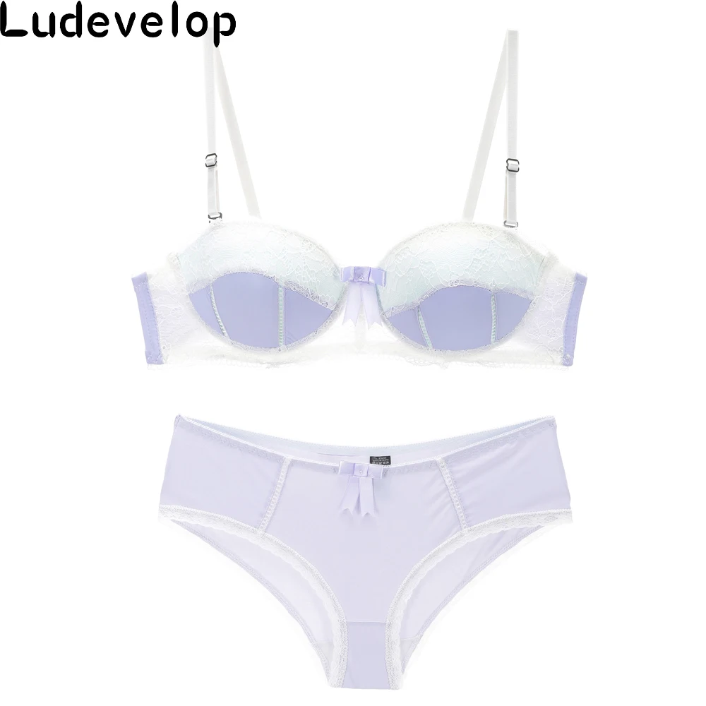 Push Up Bra Set Top Sexy Lace Bra & Panties Plus Size Elegant Embroidery Floral Print Adjustable Strap Lingerie Sets