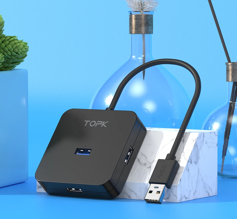 TOPK USB 3,0 HUB 4 Порты и разъёмы нескольких USB 3,0 высокоскоростной разветвитель 200 МБ/с.& Micro Зарядка через usb для школы, больницы для MacBook samsung huawei