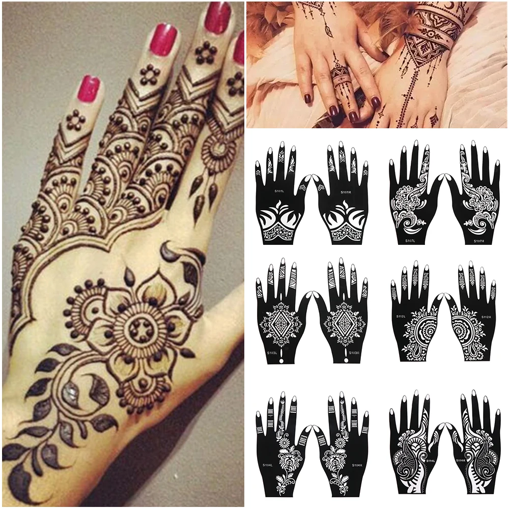 1pair2pcs professional henna stencil temporary hand