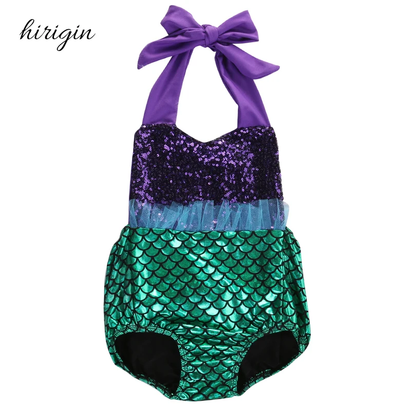 

HIRIGIN Brand Spandex Kids Baby Girls Romper Lace Little Mermaid Swimsuit Swimwear Outfits US Stock 0-24M