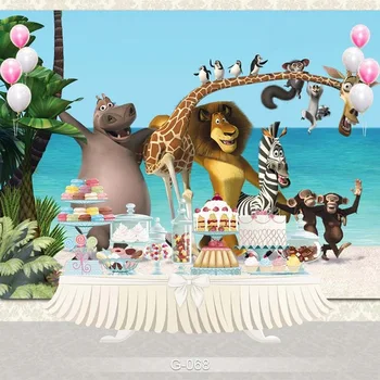 

Vinyl Photography Backdrop Studio Background Cartoon animals lion Baby Kid Party Birthday photo background