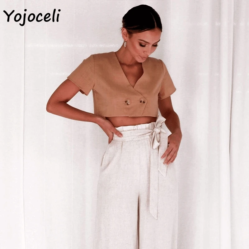 Yojoceli белые хлопковые короткие женские блузки рубашки 2019 летние Обрезанные