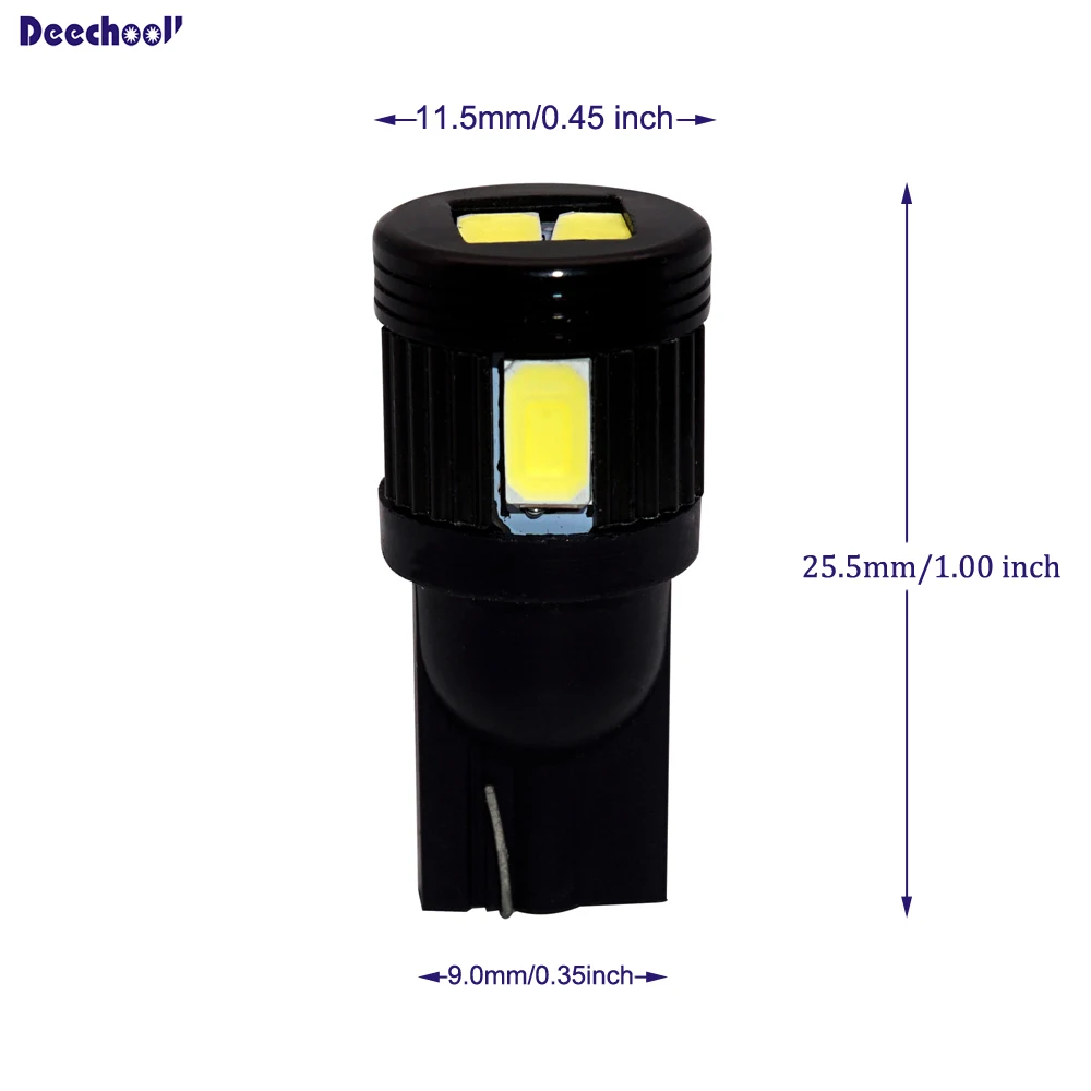 Автомобильная светодиодная лампа deechooll T10 6 шт. W5W 5630/5730 6SMD автомобильная для