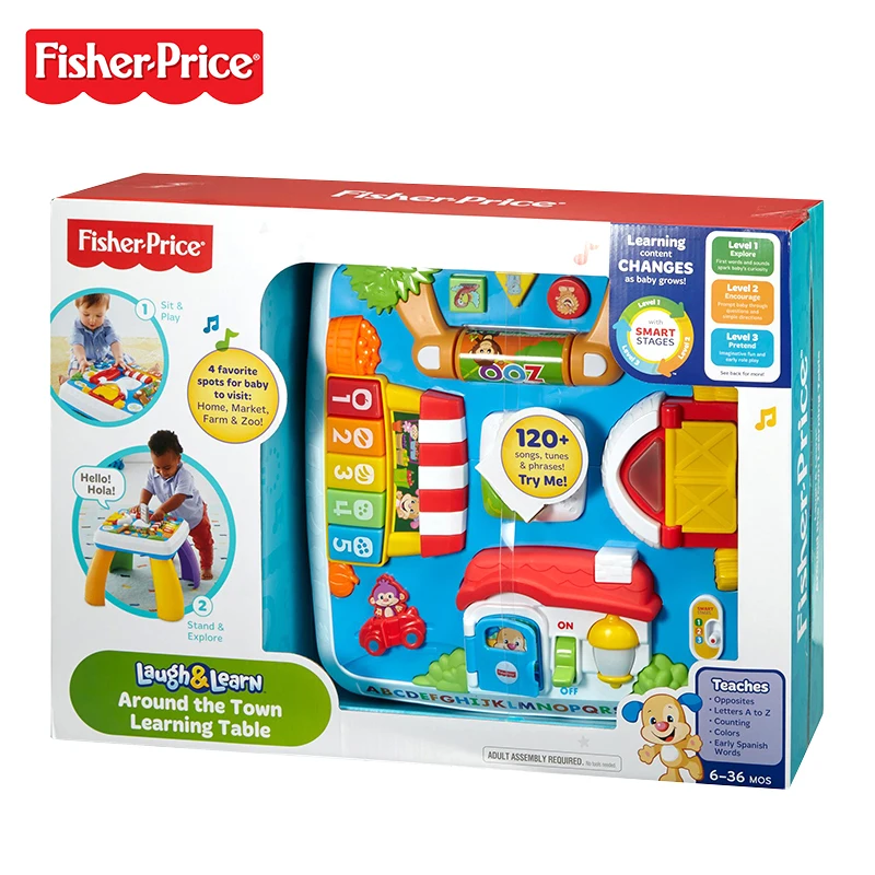 Подлинный бренд Fisher Price DWN37 многофункциональный игровой стол двуязычная машина смеяться и узнать по всему городку