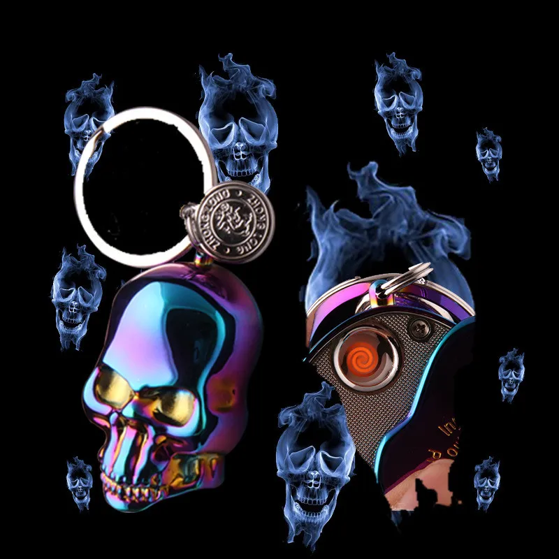Fashion-Skull-Electronic-USB-Lighters-With-Key-Ring-Windproof-Rechargeable-For-Cigar-Cigarette-Smoking-Gadget-Gift (1)