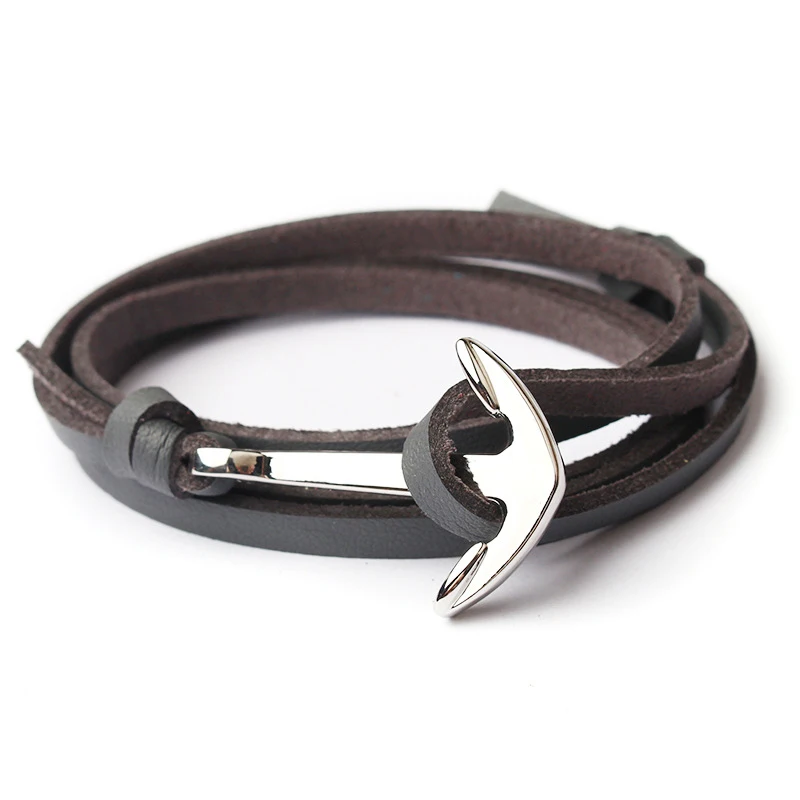 NIUYITID Men Anchor Bracelet Jewelry Brown Black Rope Chain Leather Bracelets Trendy 2019 Unisex Women Man Bracelent Male (4)