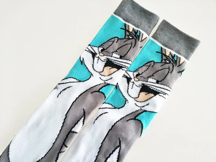 Cartoon Rabbit Sock Casual Hip Hop Creative Soft Comfortable Funny Novelty Black Yellow Men Cotton Calcetines Hombre Divertido