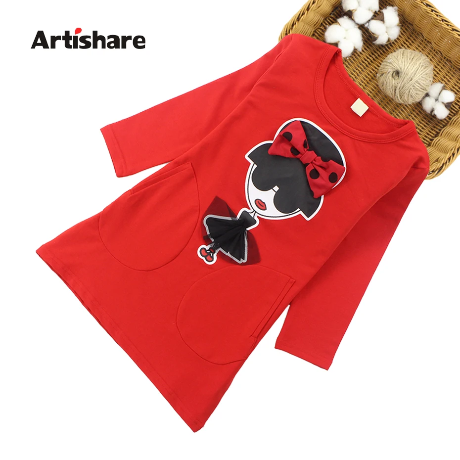 Artishare детское платье для девочки мультяшное детская одежда подростков весеннее