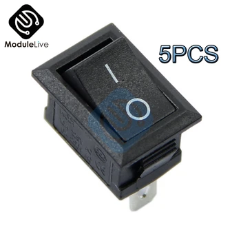 

5PCS AC 6A/250V 10A/125V 3 Pin Pins Switch Terminal Snap-in On-Off Black Boat Switch Rocker
