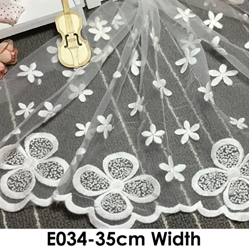 2 ярда кружевная отделка белый цветок кружевная кромка африканская вышитая ткань Кружево DIY ремесла для женского платья швейная одежда 40 типов - Цвет: E034-35cm