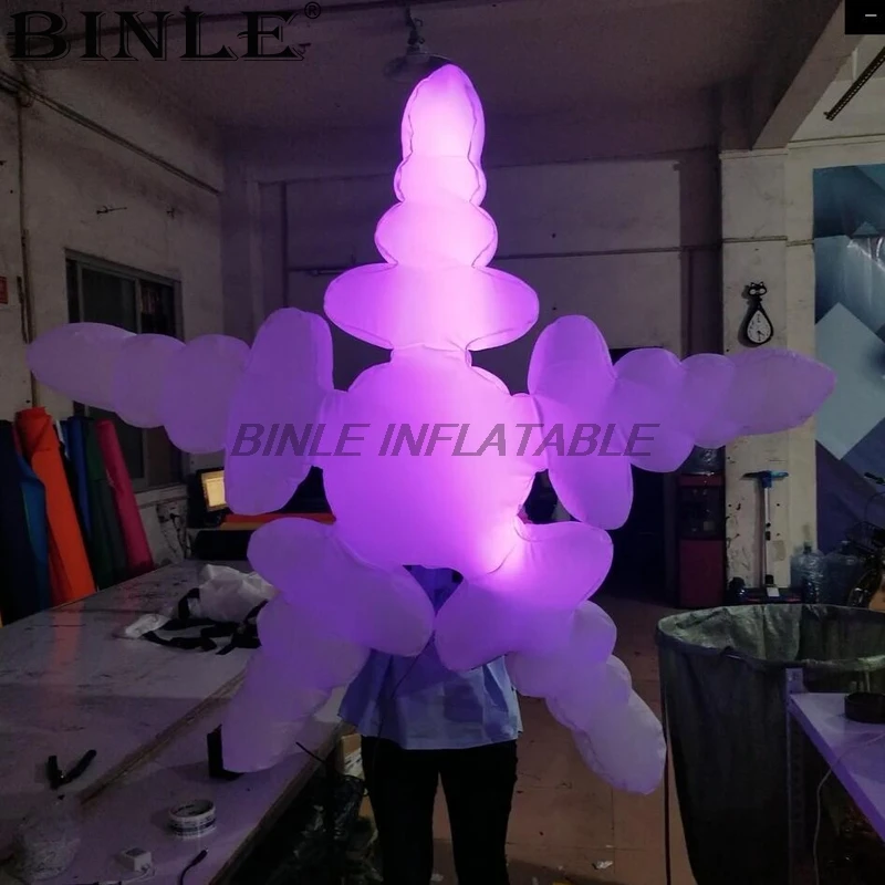 Creative stage event decoration inflatable performance costumes inflatable snowflake costume with colorful led lights