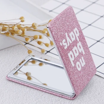 

1PC Pink Portable Square Double Side Folding Mini Compact Pocket Cute Makeup Mirror Travel Mirror Gift For Women Girl