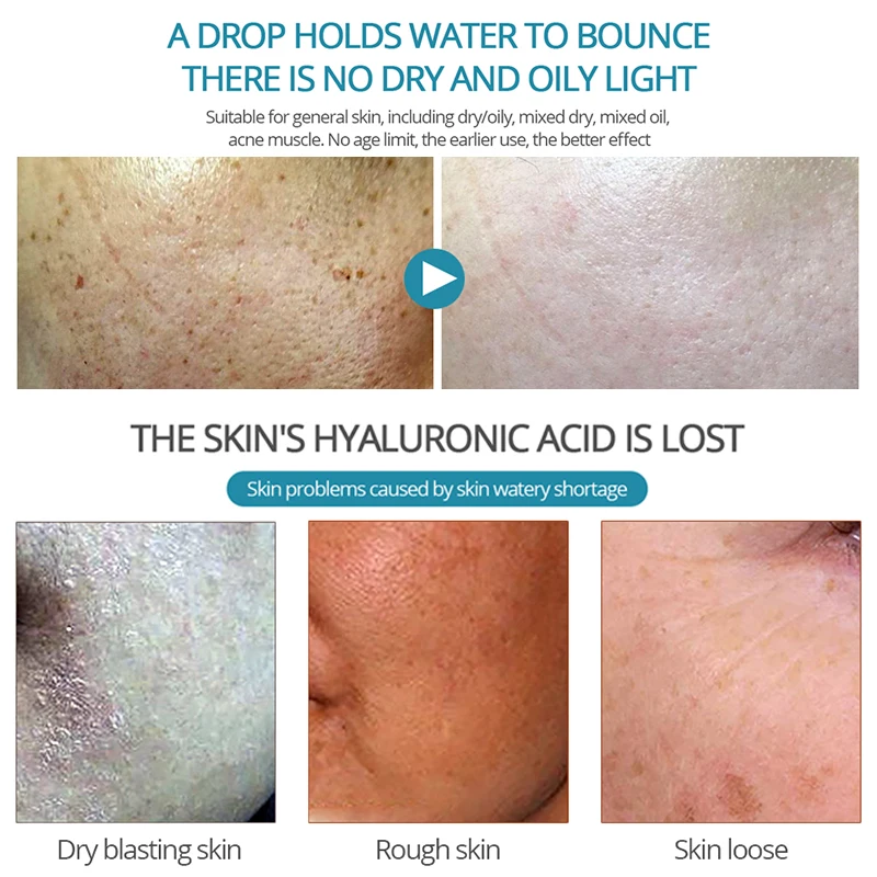 Hyaluronic Acid Serum Moisturizing Essence Face Cream Shrink Pore Skin Care Repair Whitening Anti-Aging Serum