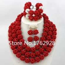 Сказочный ручной работы нигерийские африканские Ювелирные наборы Кристалл бусы ожерелье браслет серьги набор
