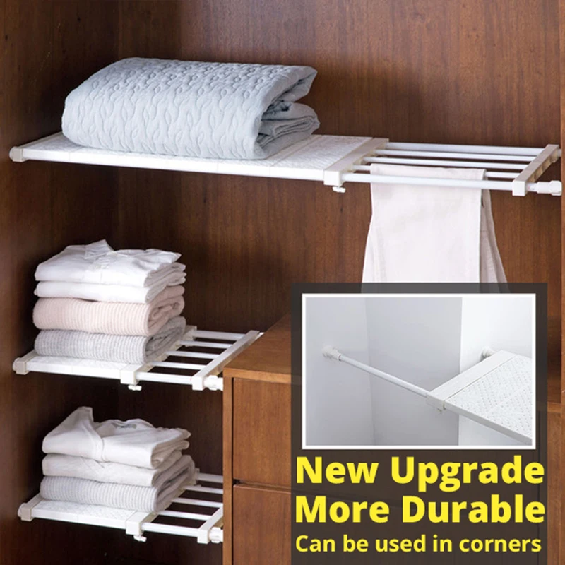 

Upgraded Retractable Storage Rack for Wardrobe Cabinets Layered Kitchen storage holder separate shelves bedroom organizer Shelf