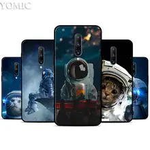 funny Space Love Moon Astronaut Cat Silicone Case for Oneplus 7 7Pro 5T 6 6T Black Soft Case for Oneplus 7 7 Pro TPU Phone Cover