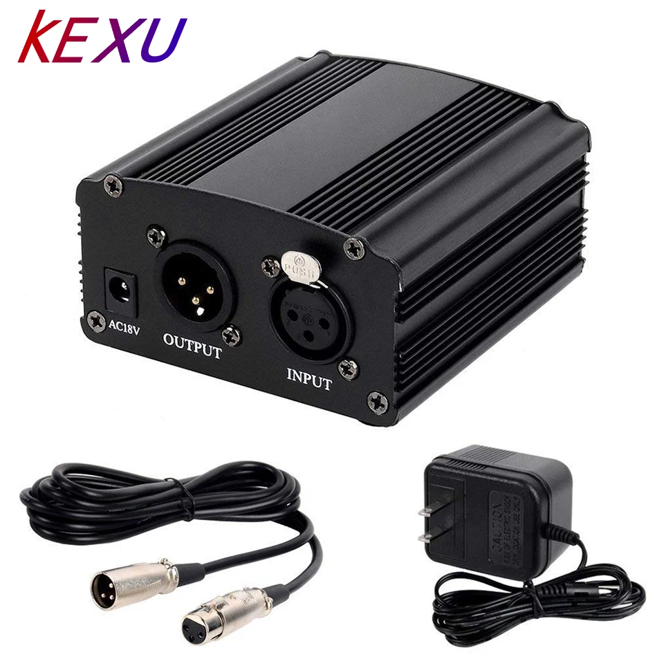 KEXU 1 Channel XLR Phantom Power 48V Phantom Power Supply for Condenser