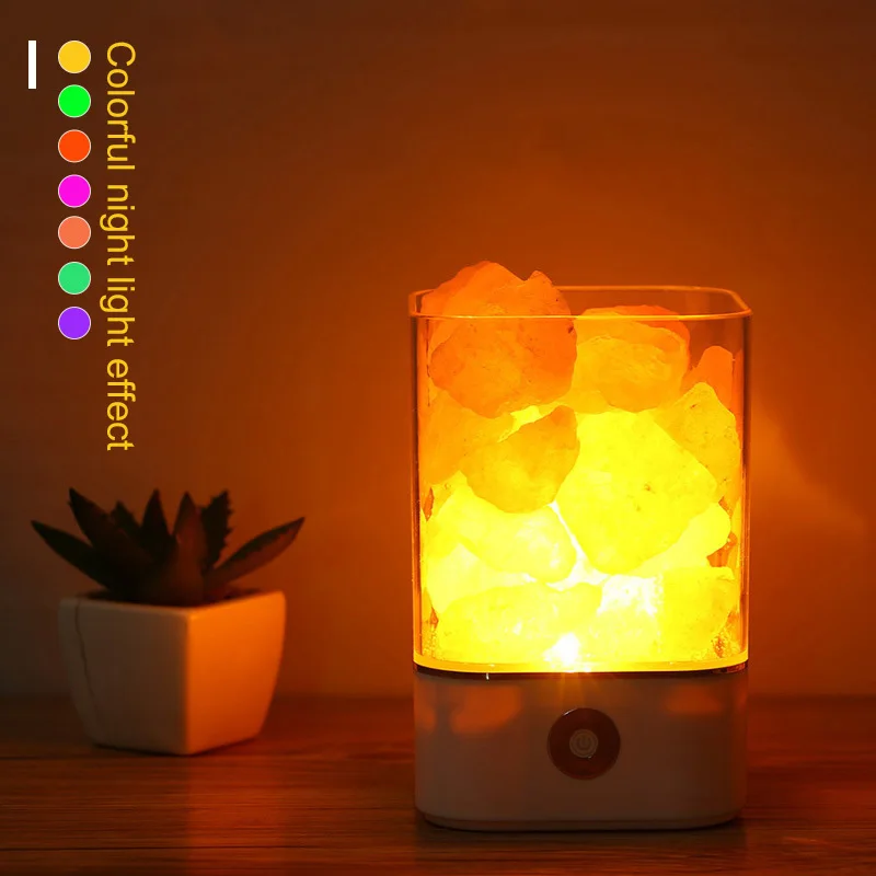 

Himalayan Crystal Salt Night Light Dimmer Crystal Rock Salt Lamp LED Air Purifier Nightlight USB Input Creative lamp