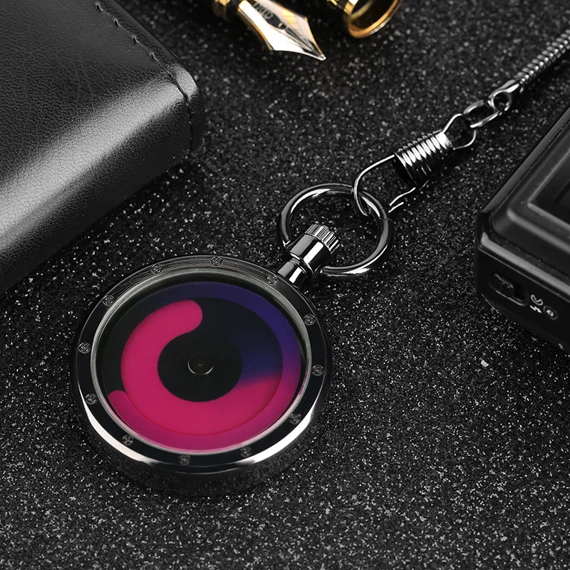 Стимпанк крутой Swirl кварц ожерелье карманные часы черный чехол с открытым лицом кулон для мужчин и женщин креативные Ретро часы подарки