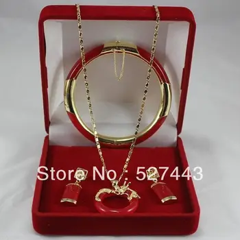 

hot sell new - Wholesale Beautiful stone Circle Dragon Pendant Necklace Earring Bracelet Set (A0511)