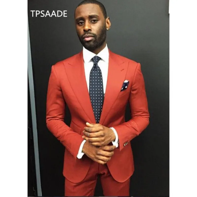 

TPSAADE New Arrival Slim men's suit jacket custom orange brand suit men's dress wedding fashion men's suit (Jacket+Trousers)