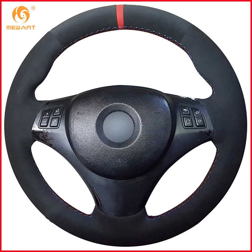 

MEWANT Black Suede Car Steering Wheel Cover for BMW E90 320i 325i 330i 335i E87 120i 130i 120d Interior Accessories Parts