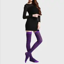 Новые Модные Полосатые высокие облегающие чулки, цветные длинные носки meia calca medias для