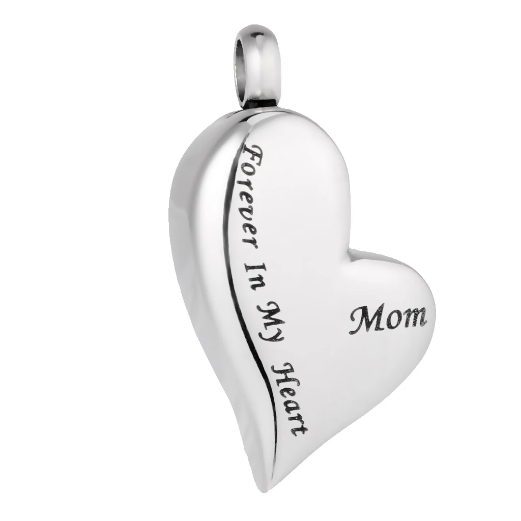 2 Pieces Stainless Steel Urn Cremation Pendant Mom / Dad Forever in My Heart