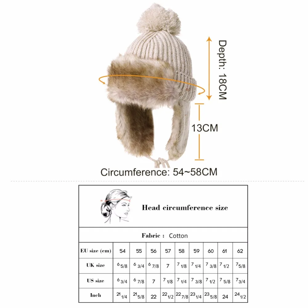 FANCET, зимние шапки-бомберы из искусственного меха для женщин, шапка-ушанка, шерстяная вязаная уличная Лыжная шапка для холодной погоды, теплая шапка-ушанка Unshanka 99725
