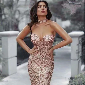 

ERDAOBEN women's sequined strapless bodycon mini dresses H10301