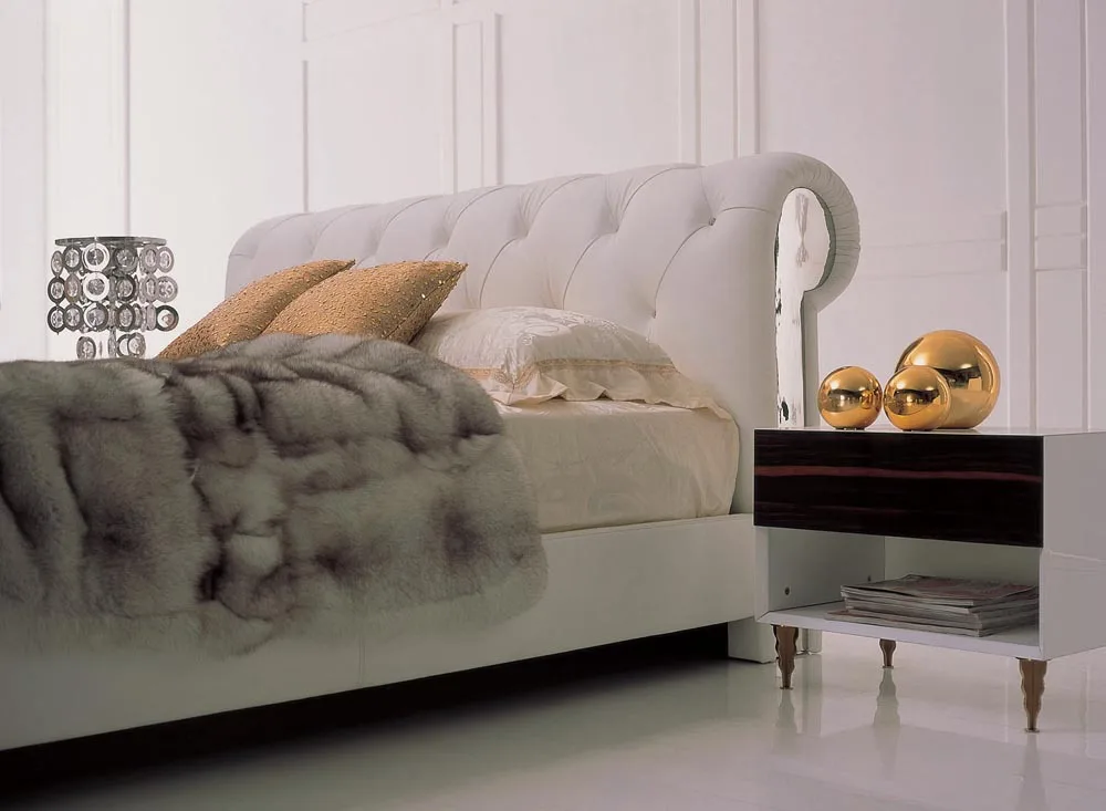 Modern Designer italy Real Leather Headboard Double Bed/classic