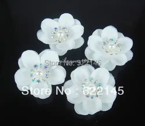 12pcs Wedding White Flower Crystal Hair Twists Spins Pins Hair