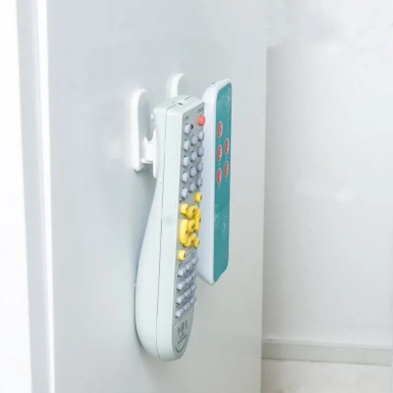 

4pcs/2set Sticky Hook TV Remote Control Air Conditioner Holder Self Adhesive Plastic Storage Rack Organizer Storage Stand Holder