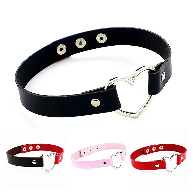 

Punk Gothic Leather Heart Studded Choker Necklace Vintage Harajuku Charm Round Collar Necklaces Women Jewelry Gift Collares
