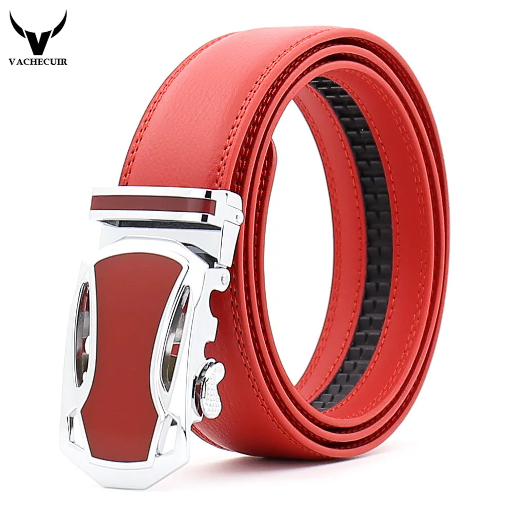 

Red Car Designer Automatic Genuine Leather Belts for Men Sliding Buckle Ratchet High Quality Alloy Buckle Luxury Belt 8888