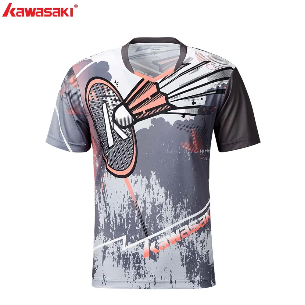 Kawasaki бадминтон Мужская рубашка Спортивная дышащая с v-образным вырезом бадминтон бег футболки для тренировок для мужчин ST-S1105