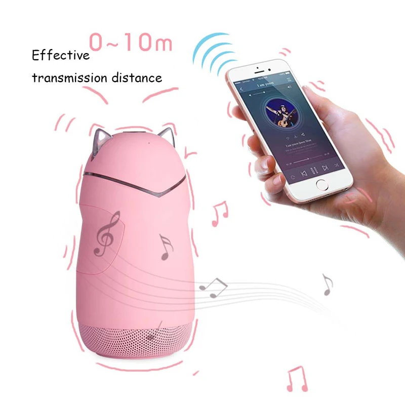 Portable Mini Wireless Bluetooth Speaker Bluetooth 4.2 32G Cat Shape Speakers Support Handfree TF Card Play with LED Light