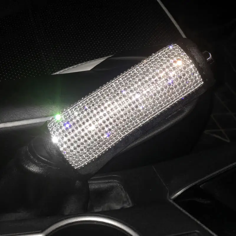 

1PC Crystal full Diamond Car Handbrake Cover Gear Shifter Knob Cover Auto Shiny Universal Seat Belt Cover Protector Car styling