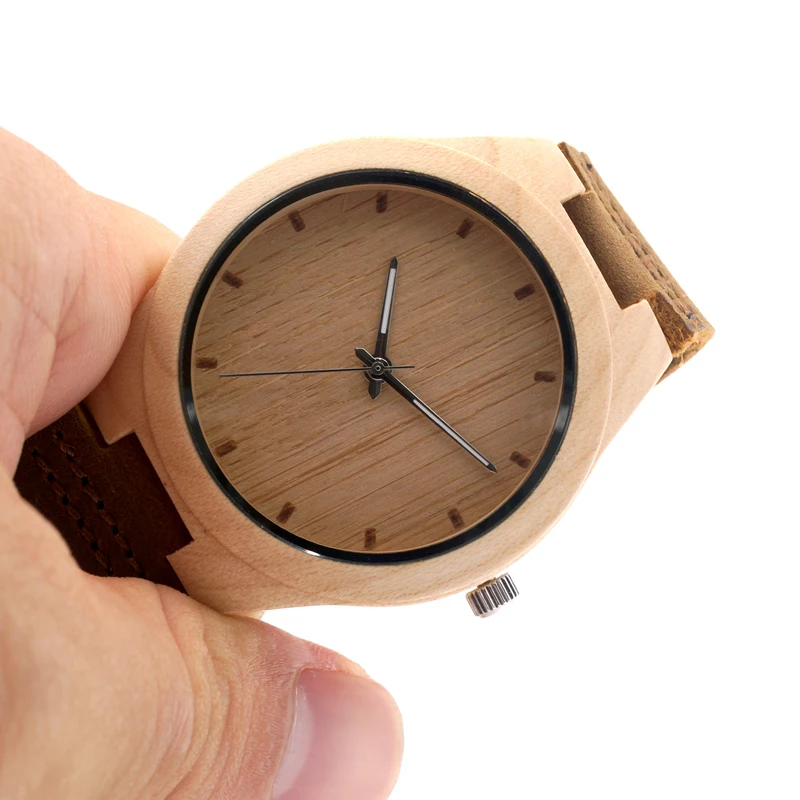 BOBO BIRD Men Wood Watch with Genuine Leader Strap Luxury Wooden Watches Japan Move' 2035 Quartz Watches as Gifts C-F10