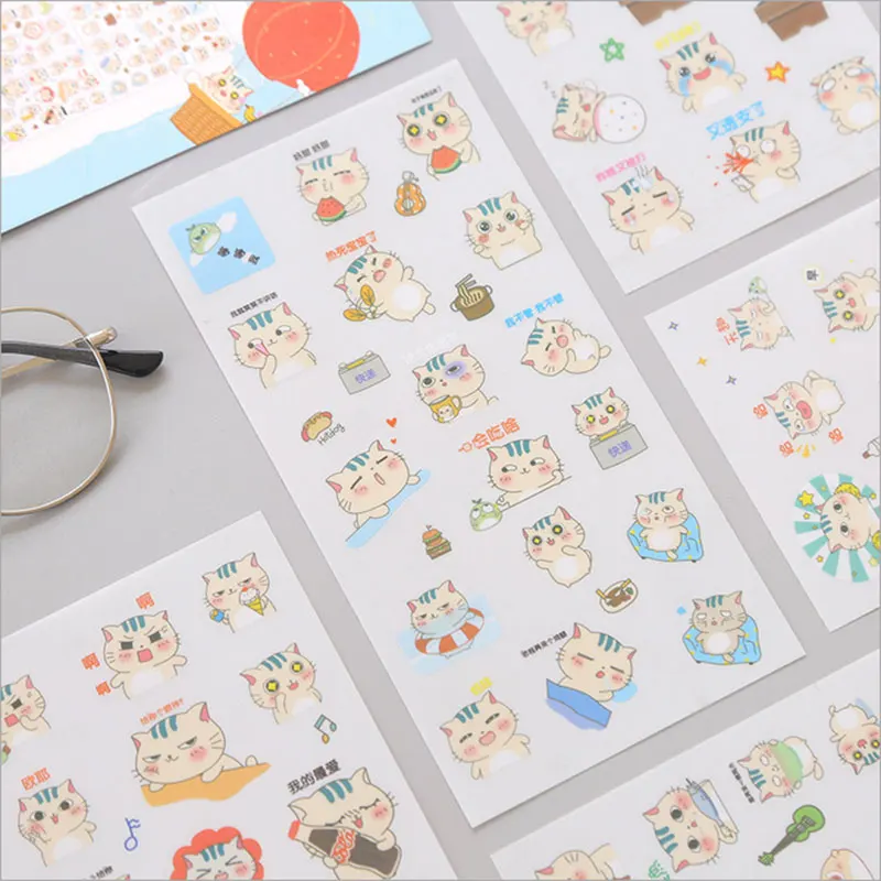 

6pcs/lot Little cat sticker children Paper diy Decorative Sticker Diary Album Label Sticker Scrapbooking Sticker Stationer