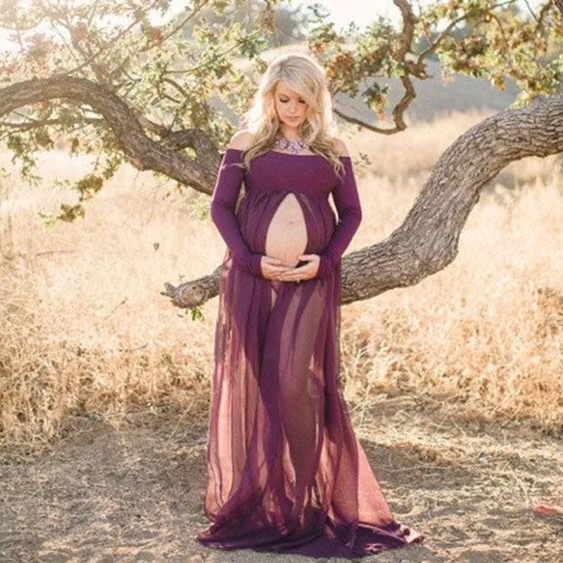 

Women Fashion 1PCS Summer Cotton Chiffon Maternity Long Dress Long Sleeve Pregnancy Clothing for Gravida Pregnant Woman Clothing