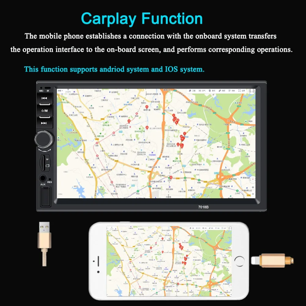 2 Din " сенсорный экран Авторадио Carplay центральный мультимедийный MP5 плеер с зеркальной ссылкой USB TF карта AUX FM Поддержка Резервное копирование камера