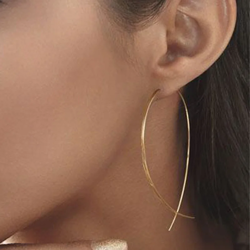 

Volunge New Simple Alloy Fish Earrings Extreme Simplicity Abstract Art Copper Handmade Earrings For Women Hot Sale 2017 Jewelry
